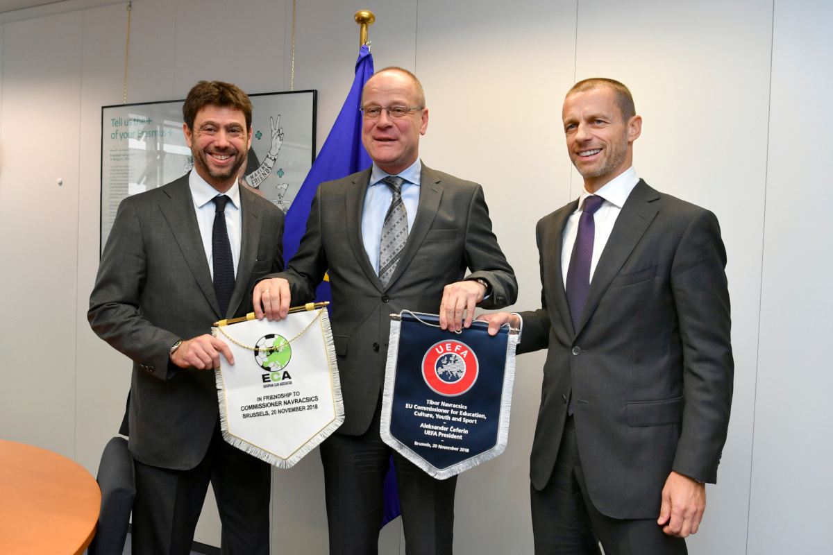 UEFA and ECA present letter of intent to EU Commissioner