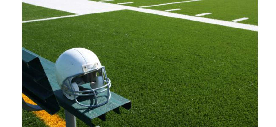 American Football helmet on bench