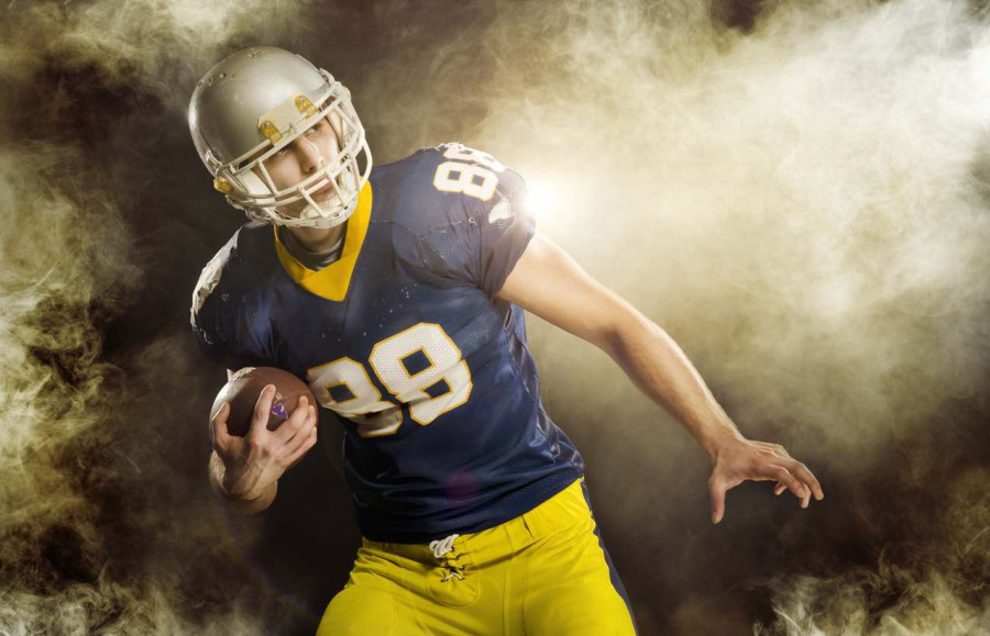 American Football Player in Smoke