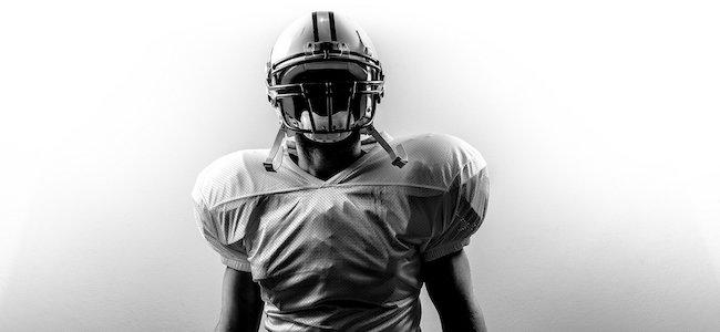 American football player in white jersey