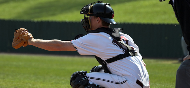 Baseball catcher on field