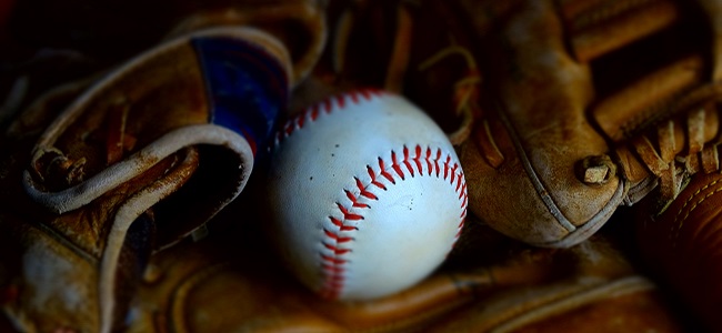 Baseball on glove