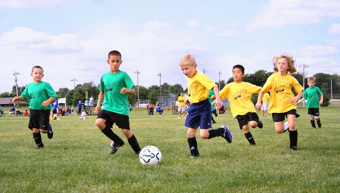 Children playing football