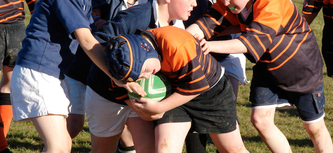 Children playing rugby