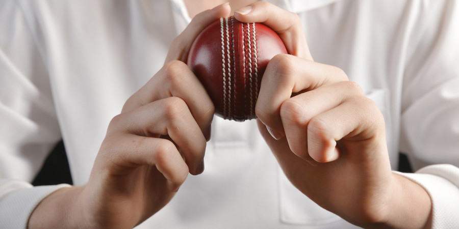 Cricket Bowler Holding Ball