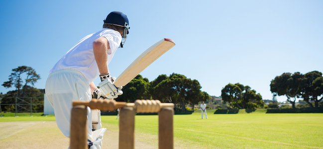 Cricket players on field