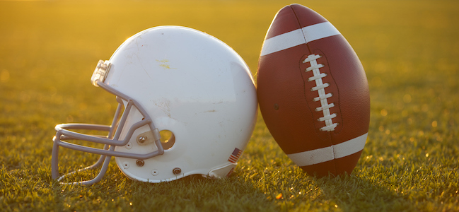 American Football Helmet and football