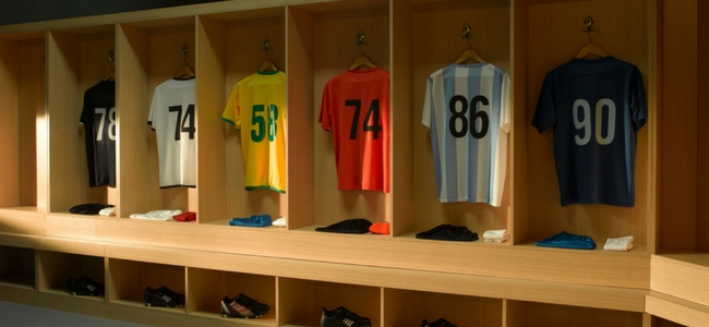 Football kit hung on rack