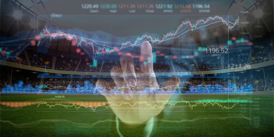 Football stadium and data graphs