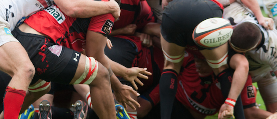 Rugby ball outside the scrum