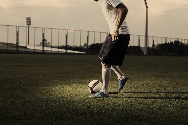 Football player showing tricks