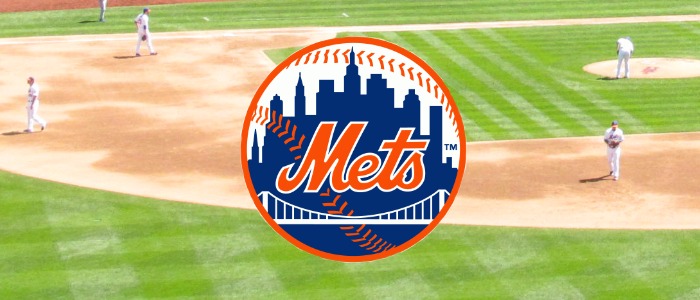 Mets Logo over Baseball Pitch