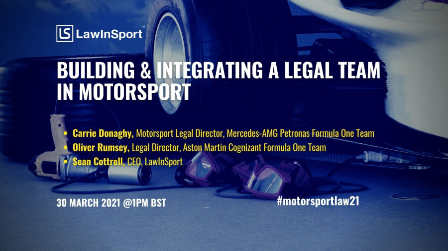 Title image - building & integrating a legal team in motorsport