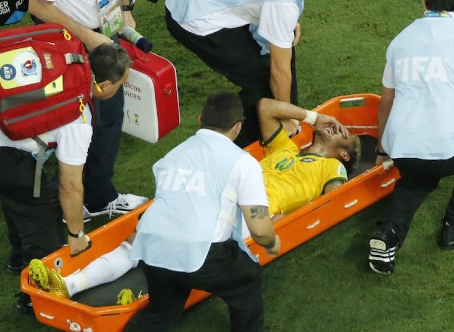 Neymar on Stretcher at World Cup