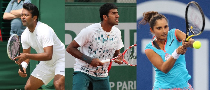 Leander Paes, Rohan Bopanna, and Sania Mirza