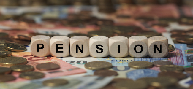 Pension written in block letters on money