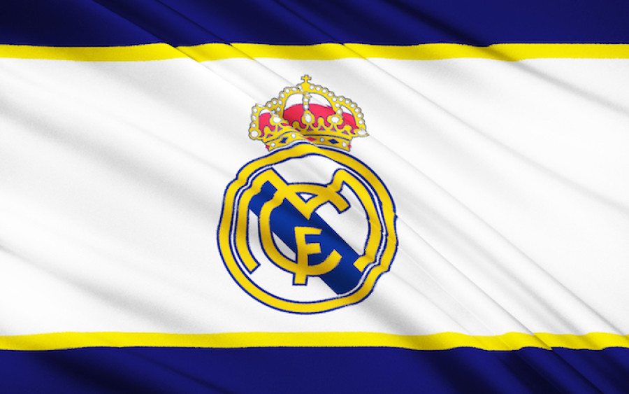 Real Madrid logo on flag