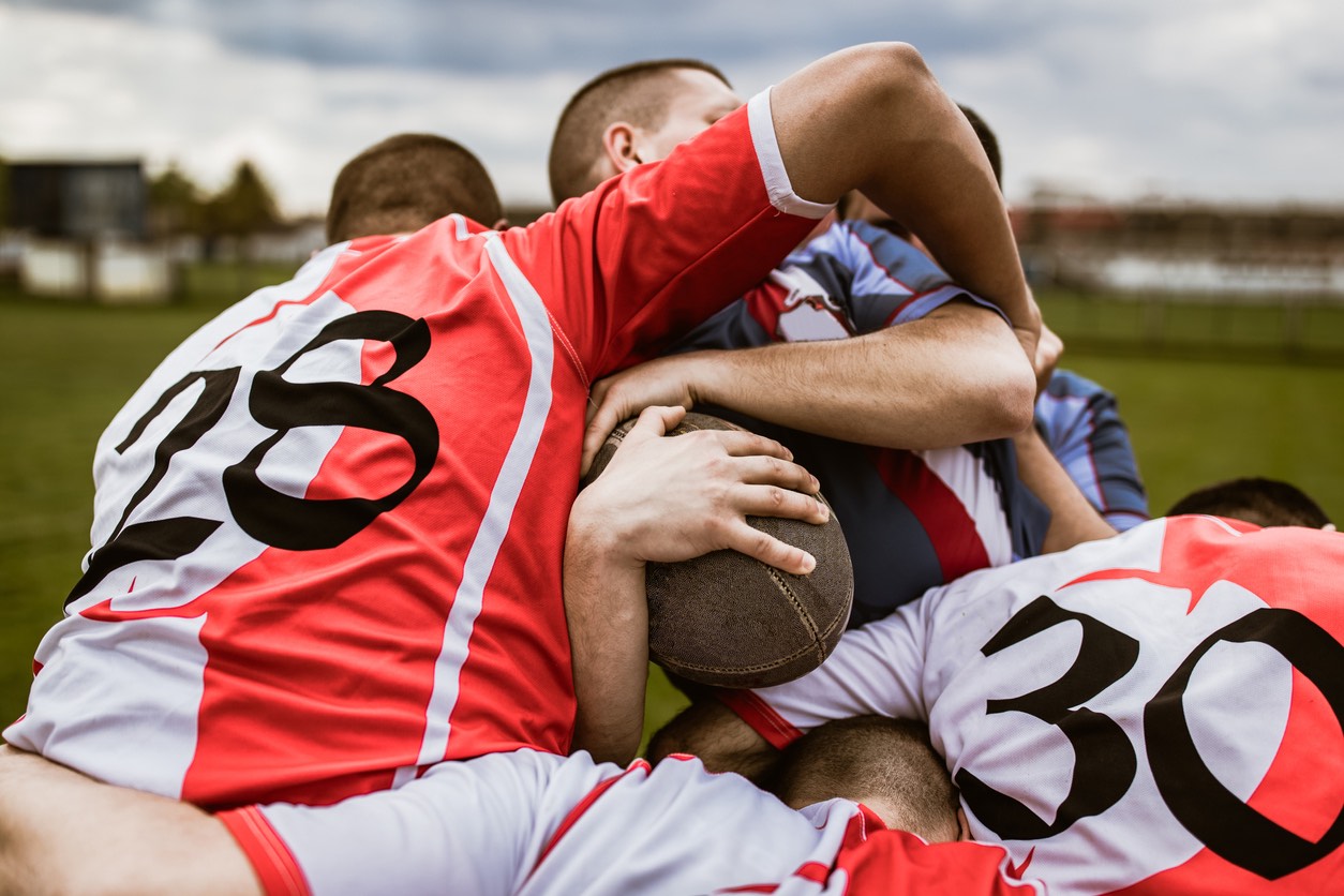 Rugby Players Blocking