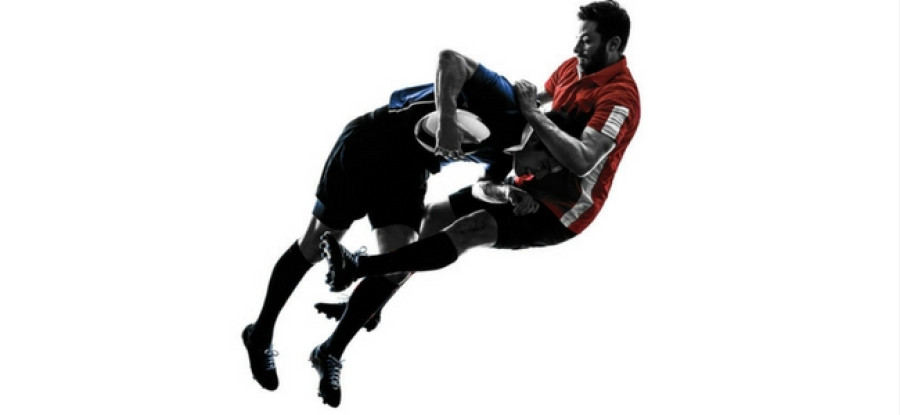 Rugby tackle in the air