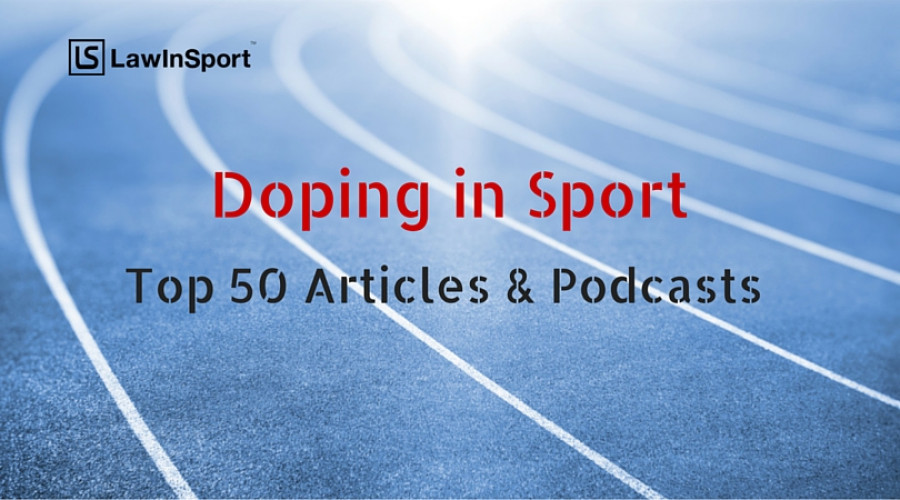 Title image of top 50 articles and podcasts on doping in sport