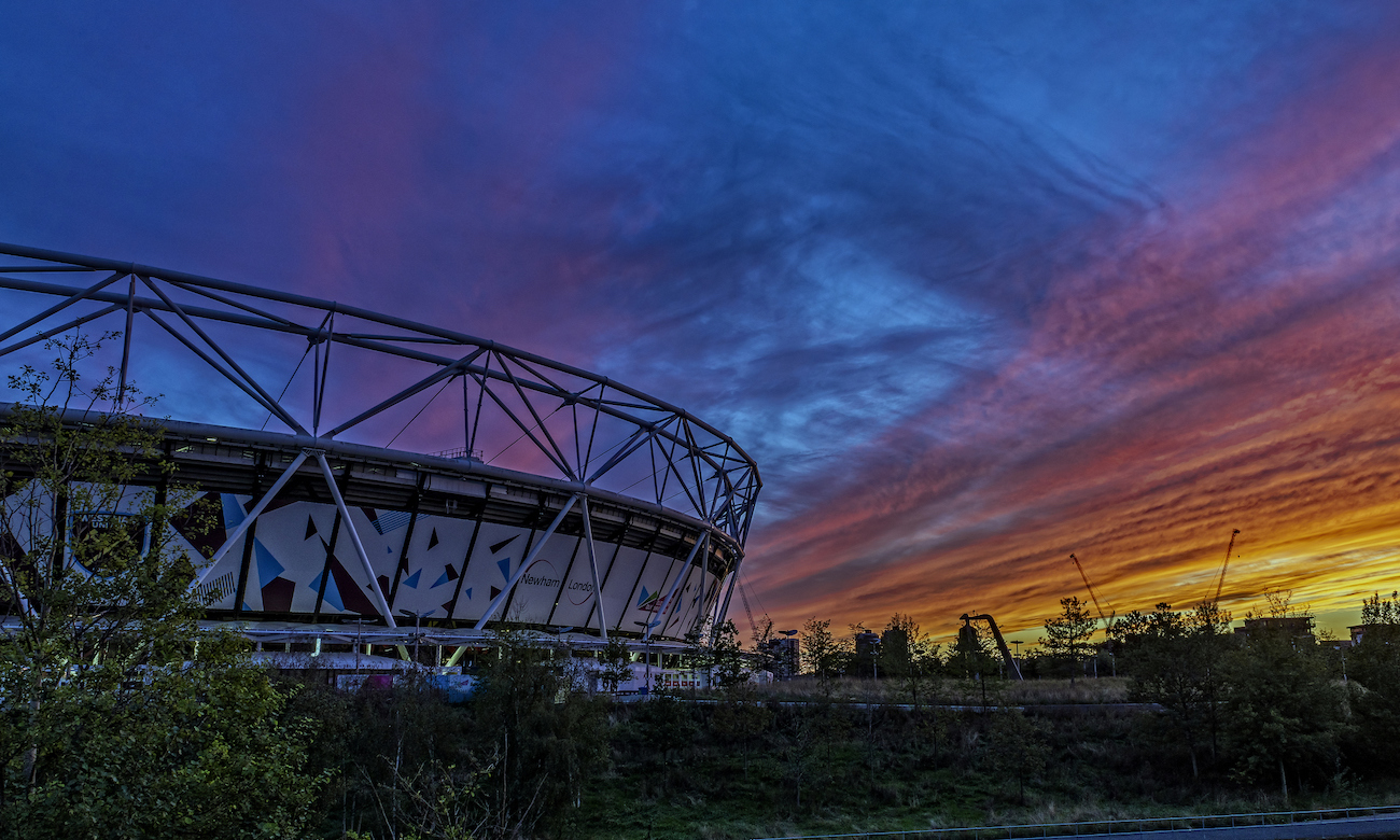 Westham Stadium in sunset 