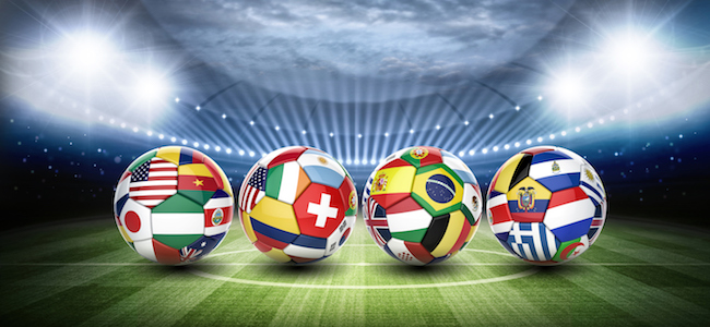 World flags on footballs