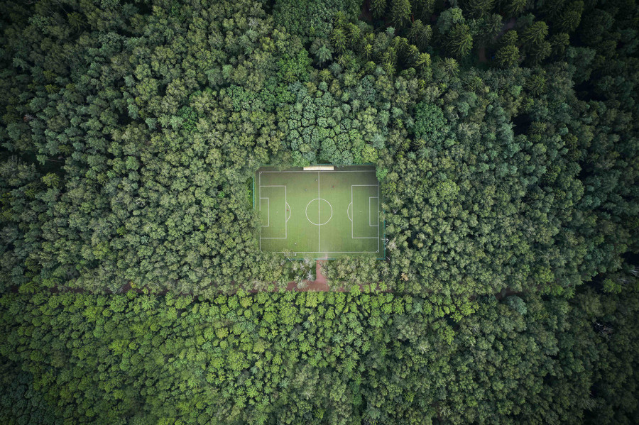 Pitch surrounded by trees