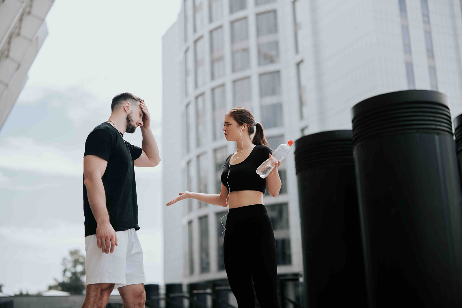 Sports couple arguing