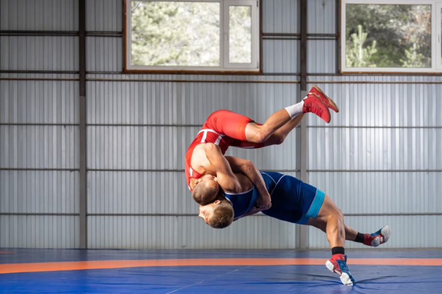 Two Wrestlers Wrestling Each Other