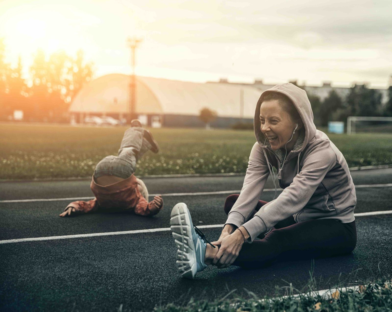 Athlete with baby