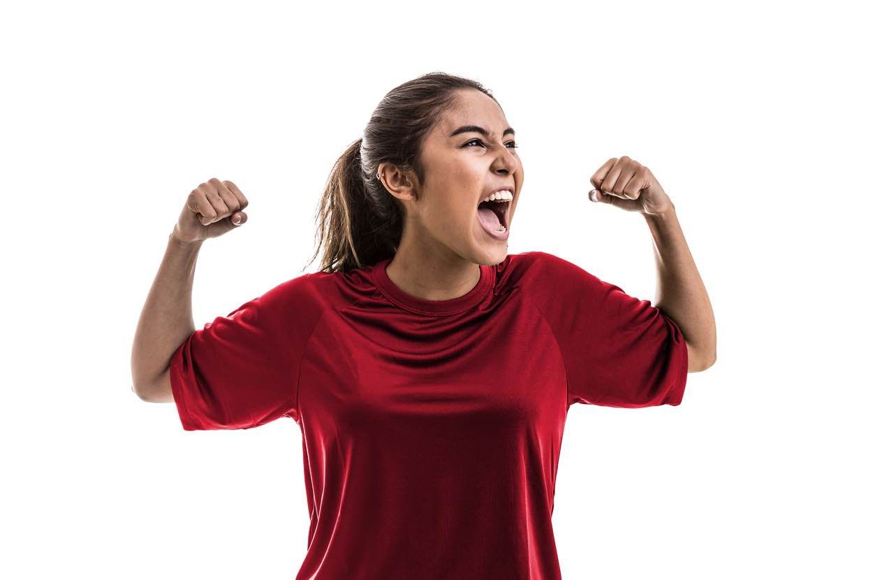 Sports woman cheering